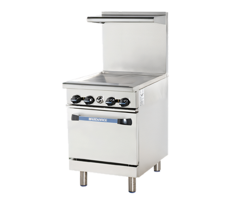 Product image #1 for Turbo Air Radiance 24-Inch Heavy Duty Natural Gas Restaurant Range with Thermostatic Griddle and Space-Saver Oven