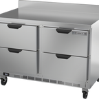 Thumbnail image #1 for Beverage Air WTRD48AHC-4-FIP 48-Inch 2-Section Worktop Refrigerator, 4 Drawers, Stainless Steel Top, Rear-Mounted Self-Contained Refrigeration