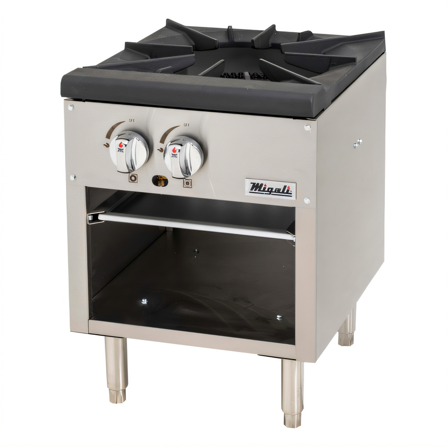 Product image #1 for Migali Competitor Series 18-Inch Countertop Natural Gas Stock Pot Range with Bottom Storage, 2 Burners