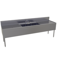 Glastender Three-Compartment Underbar Sink Unit with Dual Drainboards, 96-Inch x 24-Inch