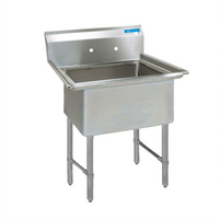 BK Resources One-Compartment No-Drainboard Stainless Steel Sink with 18 x 24 x 14-Inch Bowl and 9-Inch Backsplash