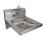 Thumbnail image #1 for BK Resources BKHS-ADA-S-P-G ADA Wall-Mount Hand Sink with Lead-Free Splash-Mount Faucet, 14 x 16 Bowl, 304 Stainless Steel