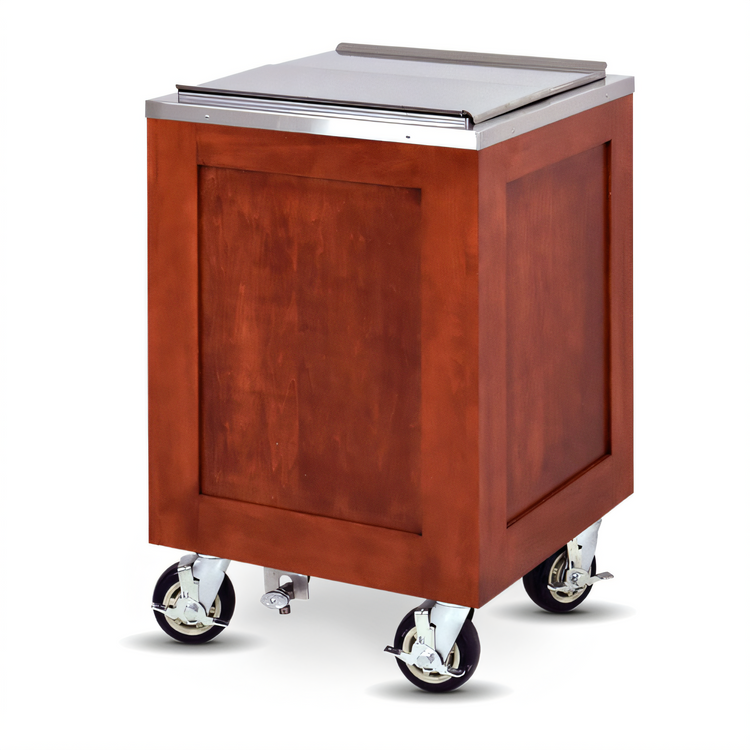 Product image #1 for Executive Series Mobile Ice Cart, 200-Lb Capacity, Maple Wood Exterior, Stainless Steel Interior