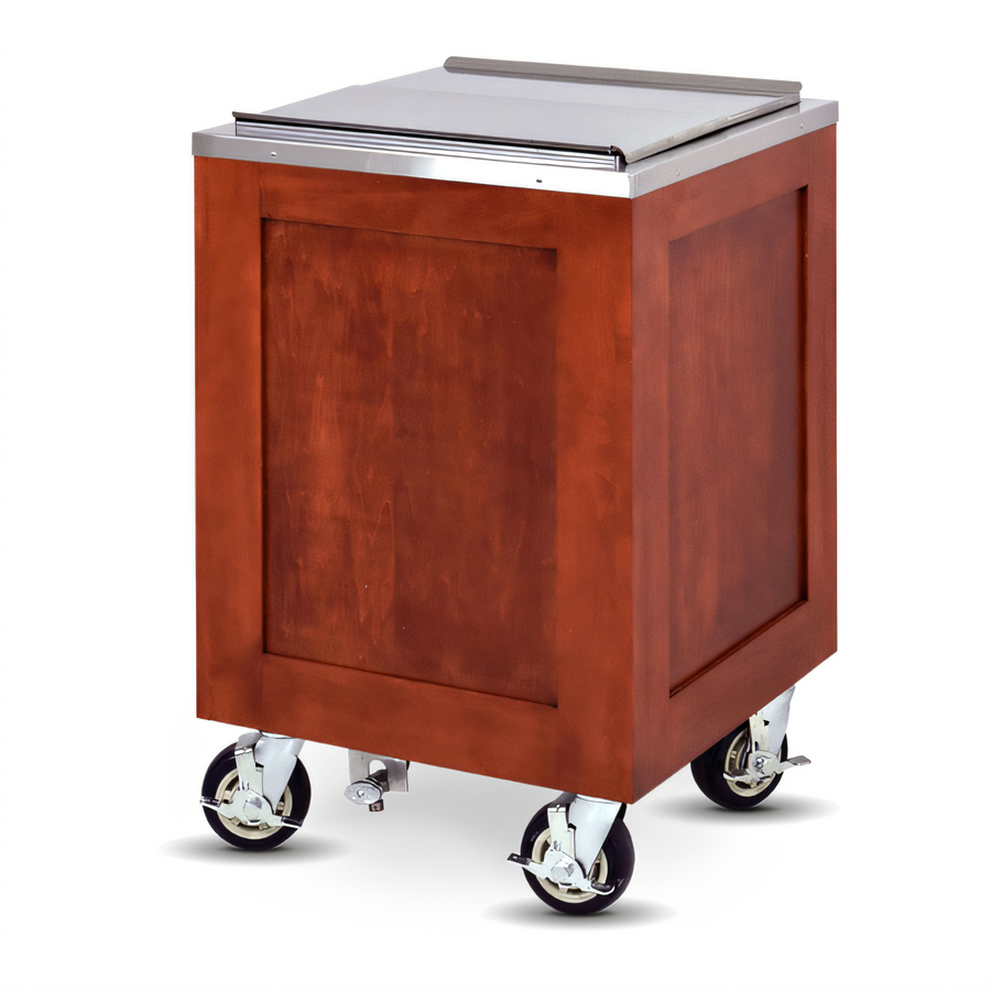 Product image #1 for Executive Series Mobile Ice Cart, 200-Lb Capacity, Maple Wood Exterior, Stainless Steel Interior