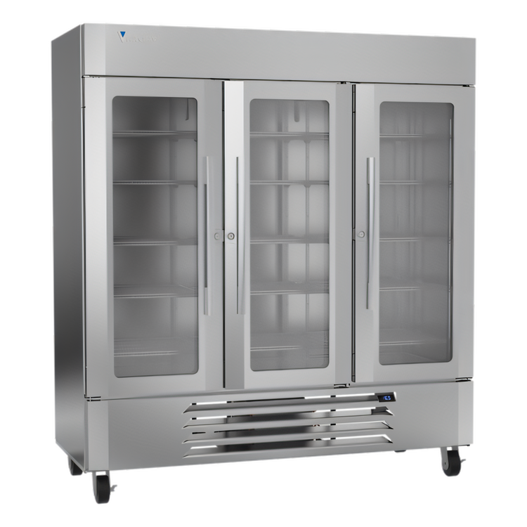 Product image #1 for Victory UltraSpec Three-Section Reach-In Glass Door Merchandiser Freezer, 69.03 Cu. Ft., Self-Contained, Bottom-Mounted Refrigeration