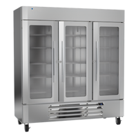 Victory UltraSpec Three-Section Reach-In Glass Door Merchandiser Freezer, 69.03 Cu. Ft., Self-Contained, Bottom-Mounted Refrigeration