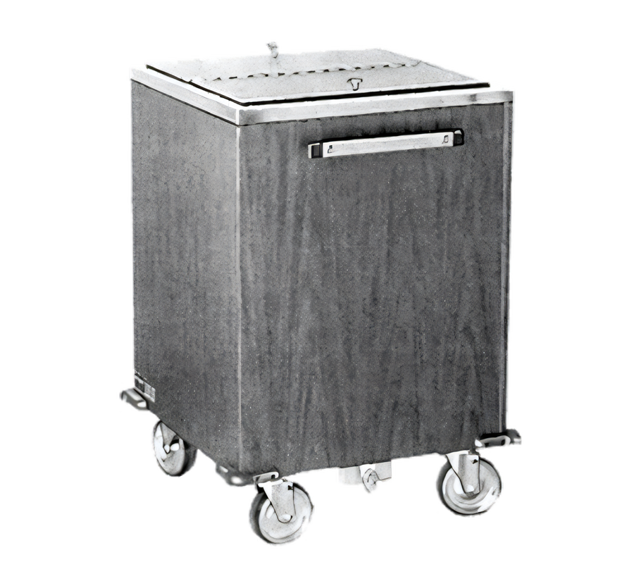 Product image #1 for Mobile Insulated Ice Cart with Stainless Steel Top and Sliding Lid, 200 lb Capacity, Laminate Exterior