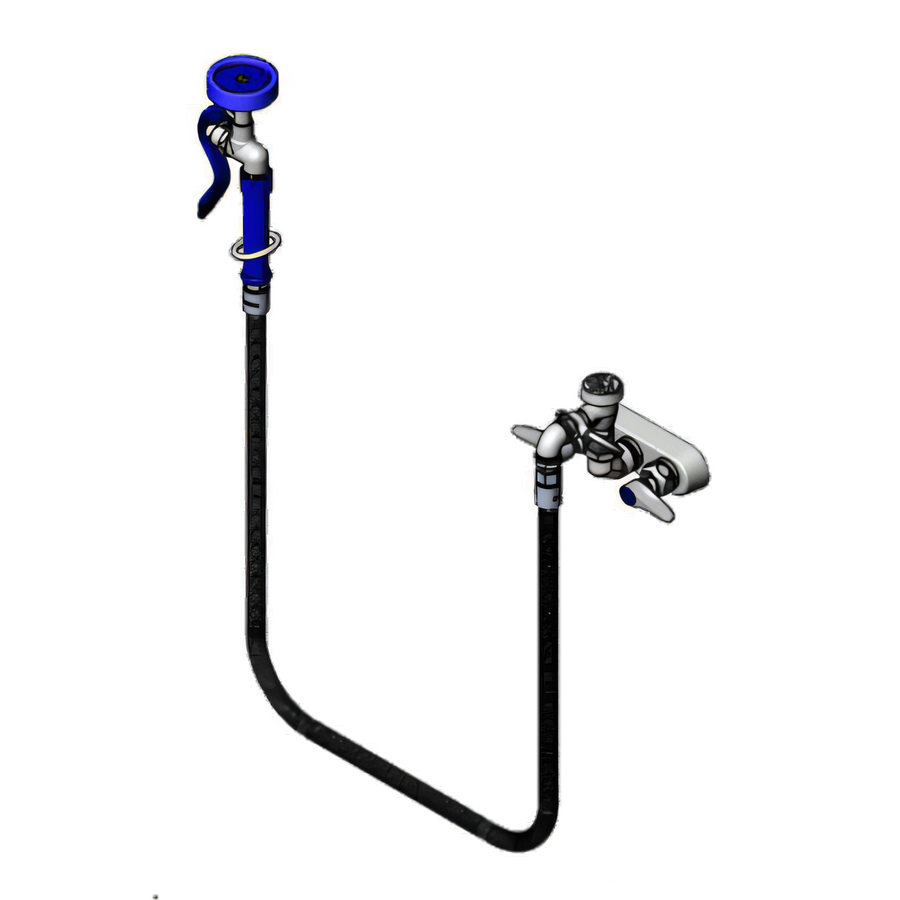 Product image #1 for T&S Brass B-1193 Low-Lead 4-Inch Wall Mount Workboard Faucet with Vacuum Breaker, Flex Hose, Spray Valve, and Quarter-Turn Eterna Cartridges