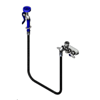 T&S Brass B-1193 Low-Lead 4-Inch Wall Mount Workboard Faucet with Vacuum Breaker, Flex Hose, Spray Valve, and Quarter-Turn Eterna Cartridges