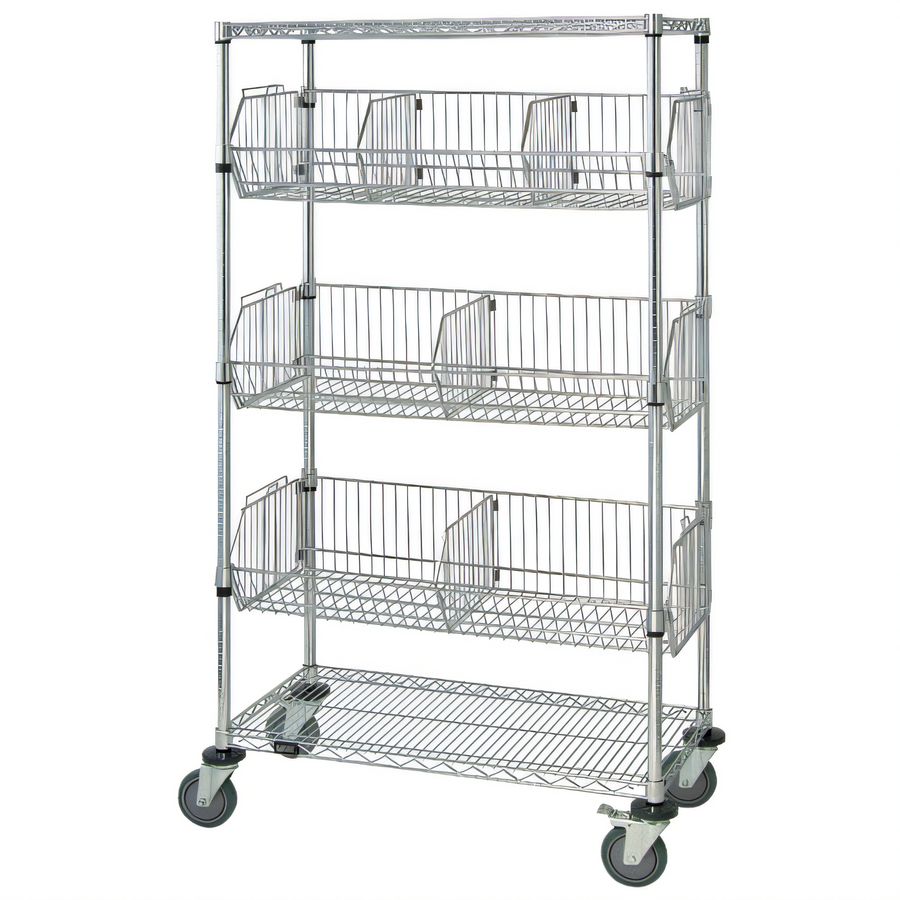 Product image #1 for Quantum Mobile Basket Storage Unit with 3 Adjustable Baskets and Wire Shelves