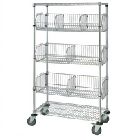 Quantum Mobile Basket Storage Unit with 3 Adjustable Baskets and Wire Shelves