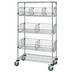 Thumbnail image #1 for Quantum Mobile Basket Storage Unit with 3 Adjustable Baskets and Wire Shelves