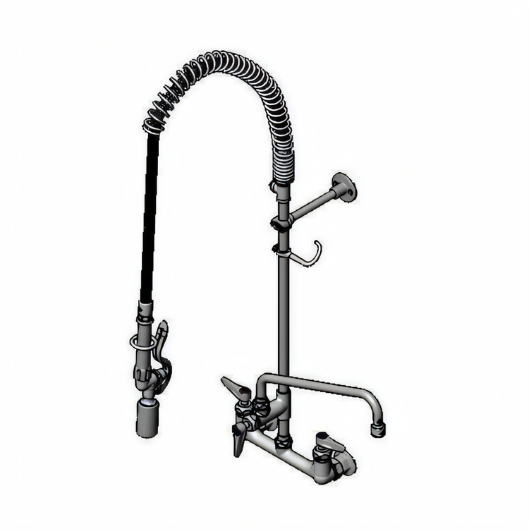 Product image #1 for T&S Brass EasyInstall 8-Inch Wall Mount Pre-Rinse Unit with 12-Inch Swing Nozzle and 44-Inch Hose