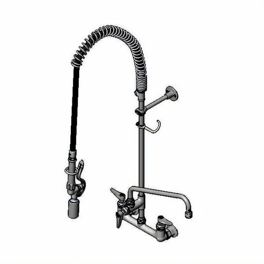Product image #1 for T&S Brass EasyInstall 8-Inch Wall Mount Pre-Rinse Unit with 12-Inch Swing Nozzle and 44-Inch Hose