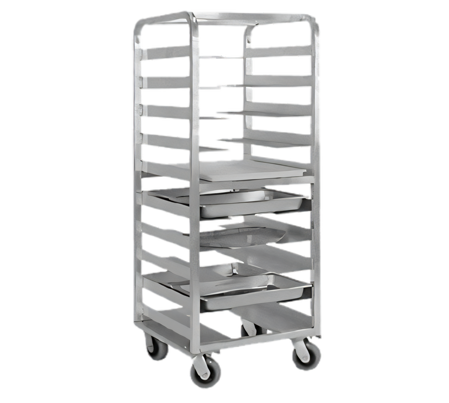 Product image #1 for FWE Mobile Oval Tray Rack, Aluminum, 10-Tray Capacity