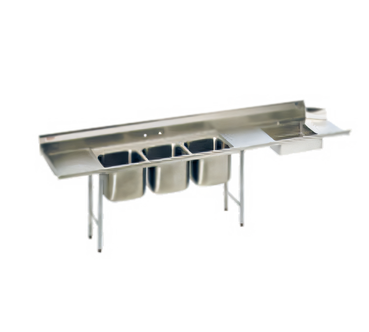 Product image #1 for Eagle SDTPL-124-16/3 Soiled Dishtable with 3-Compartment Pot Sink and Pre-Rinse Sink