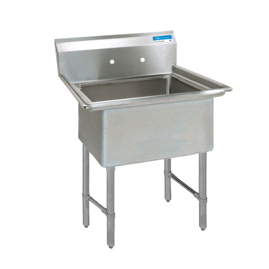 Product image #1 for BK Resources One Compartment No-Drainboard Stainless Steel Sink with 18 x 18 x 12-Inch Bowl and 9-Inch Backsplash
