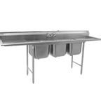 Thumbnail image #1 for Eagle Group 314-24-3-X 3-Compartment 304 Stainless Steel Sink, 24 x 24 x 13-1/2 Inch Bowls, 9-1/2 Inch Backsplash, Without Drainboards