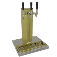 Glastender CT-3-PB Countertop Air-Cooled 3-Faucet Column Draft Dispensing Tower, Polished Brass Finish
