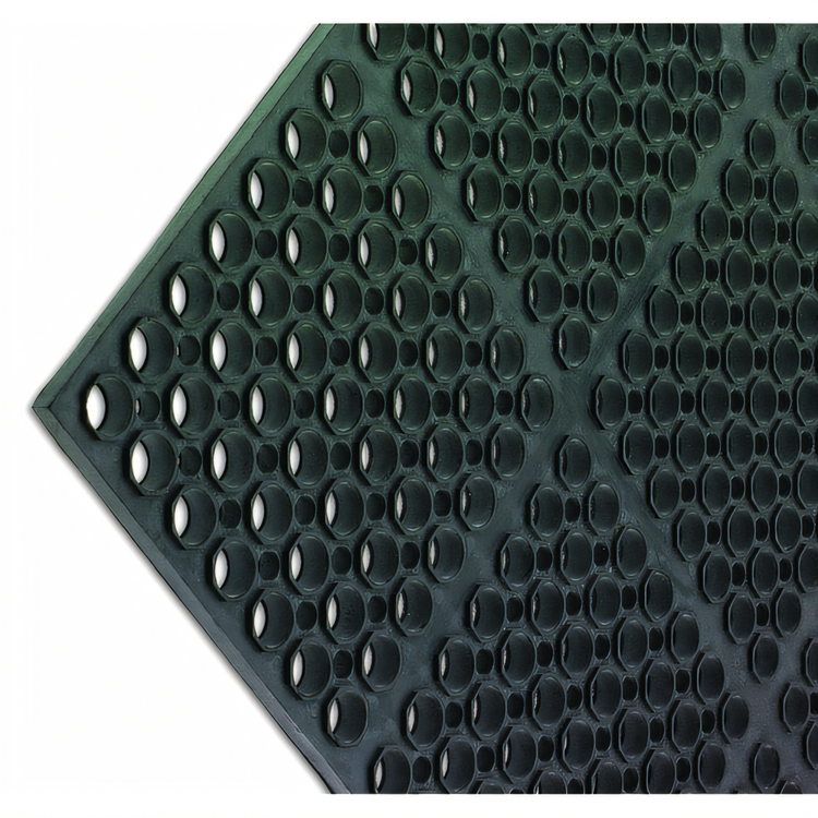 Product image #1 for San Jamar Tuf-Mat Grease-Resistant Rubber Kitchen Floor Mat, 3 x 5 Ft, Black, Bagged, 3/4 Inch Thick