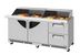 Thumbnail image #1 for Turbo Air Super Deluxe 72-5/8 Inch 3-Section Sandwich/Salad Mega Top Refrigerated Prep Table with Slide-Back Lid, 30-Pan Capacity, Doors and Drawers