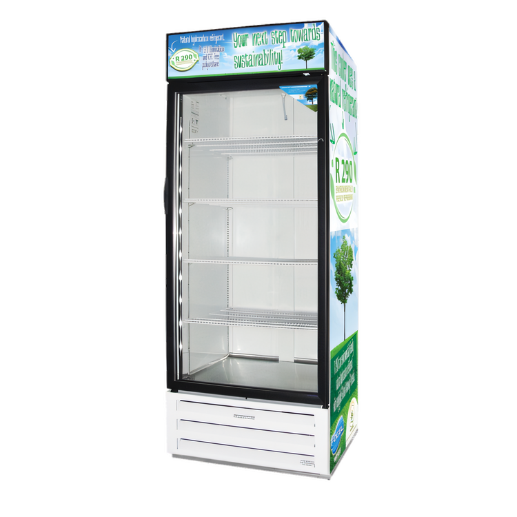 Product image #1 for Fogel 26 Cu. Ft. One-Section Glass Door Reach-In Refrigerator with Top Illuminated Sign