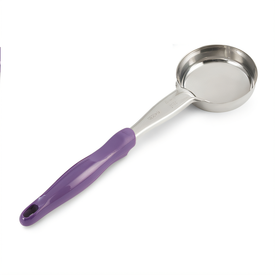 Product image #1 for Vollrath Jacob's Pride 5 oz Solid Round Bowl Spoodle Portion Control Serving Spoon, Purple Handle