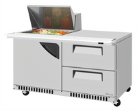 Turbo Air Super Deluxe 60-Inch 2-Section Sandwich/Salad Prep Table Work Station with 12-Pan Mega Top, 2 Drawers, 1 Door, and Front Breathing Airflow