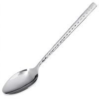 Terra 9.5-Inch Solid Serving Spoon, Stainless Steel, Hammered Mirror Finish