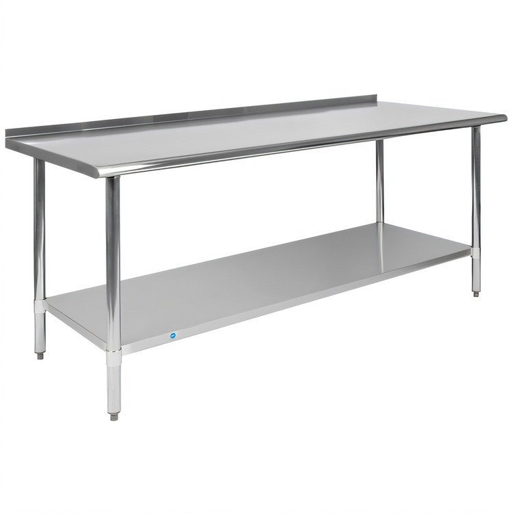 Product image #1 for 72 Inch x 30 Inch Stainless Steel Prep and Work Table with 1.5 Inch Backsplash and Undershelf