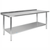 Thumbnail image #1 for 72 Inch x 30 Inch Stainless Steel Prep and Work Table with 1.5 Inch Backsplash and Undershelf