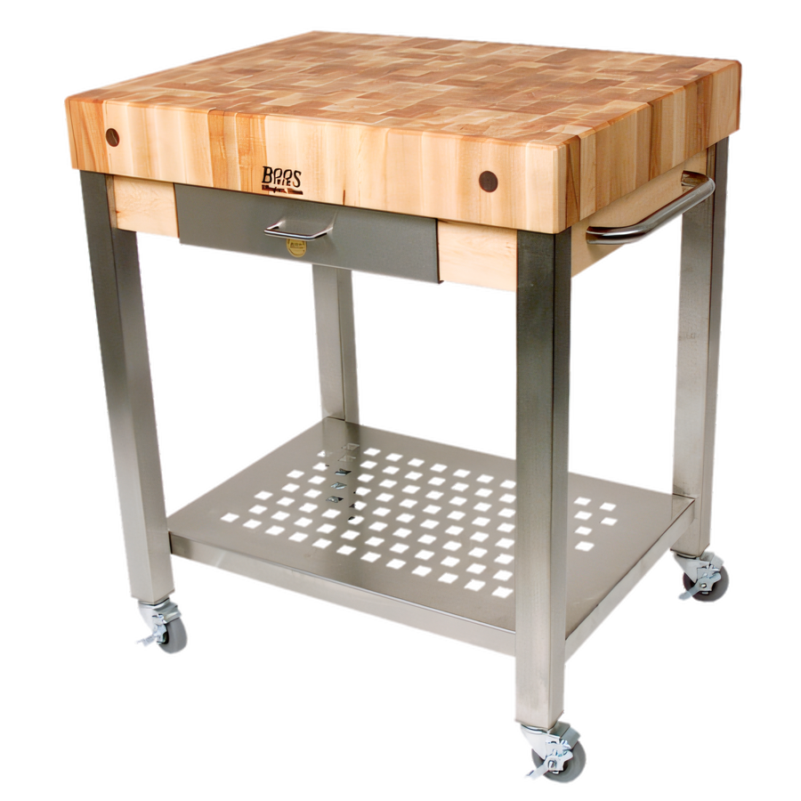 Product image #1 for John Boos Cucina Technica 24-Inch x 24-Inch Mobile Butcher Block Cart with 4-Inch End Grain Maple Top