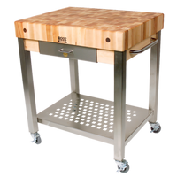 John Boos Cucina Technica 24-Inch x 24-Inch Mobile Butcher Block Cart with 4-Inch End Grain Maple Top