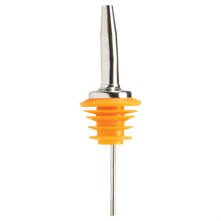 Product image #1 for Winco Oversized Medium Flow Liquor Pourer with Chrome-Tapered Spout, No Collar, Yellow