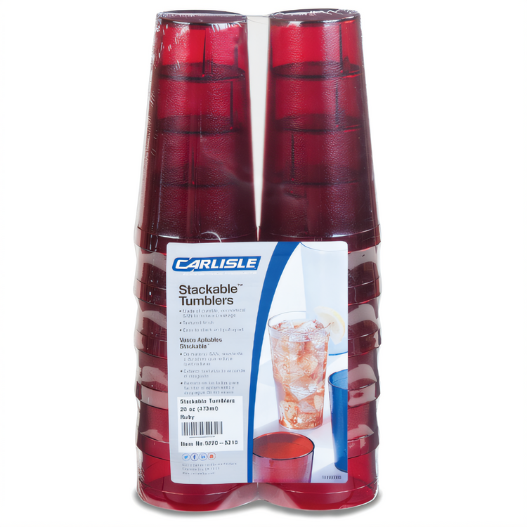 Product image #2 for Carlisle Stackable™ SAN Tumbler, 20 oz., Ruby, 12-Count Cash 'N Carry Shrink Pack