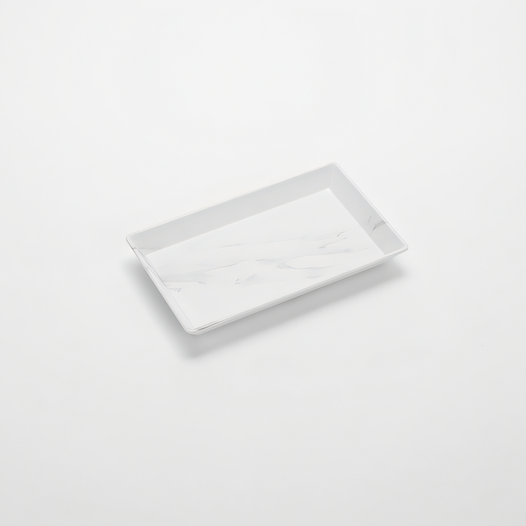Product image #1 for American Metalcraft Naturals 12-Inch Rectangular Melamine Platter, White Marble Pattern
