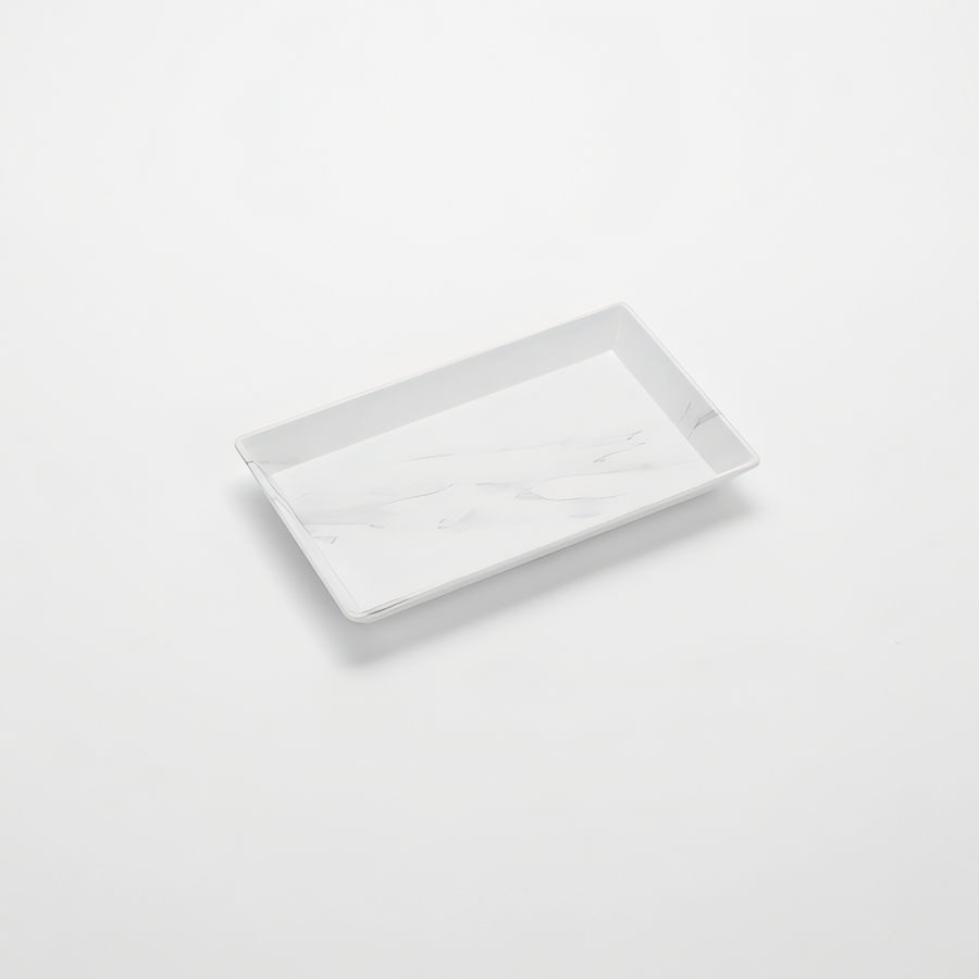 Product image #1 for American Metalcraft Naturals 12-Inch Rectangular Melamine Platter, White Marble Pattern