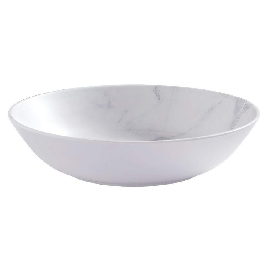 Product image #1 for American Metalcraft Mix & Matte 36 oz. Round Melamine Bowl, 8-3/4 Inch Dia. x 2 Inch H, Matte Marble White