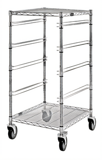 Conductive Mobile Bin Cart, 4 Bin Slide Levels, 21 x 24 x 45 Inches, Chrome-Plated