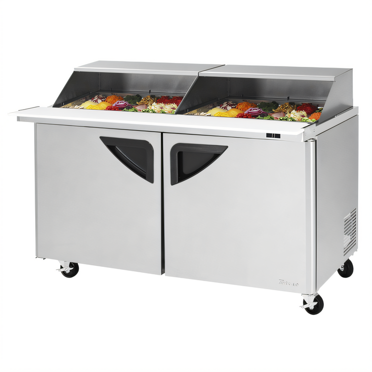 Product image #1 for Turbo Air Super Deluxe 60-Inch Two-Section Sandwich/Salad Mega Top Prep Table with Slide-Back Lid