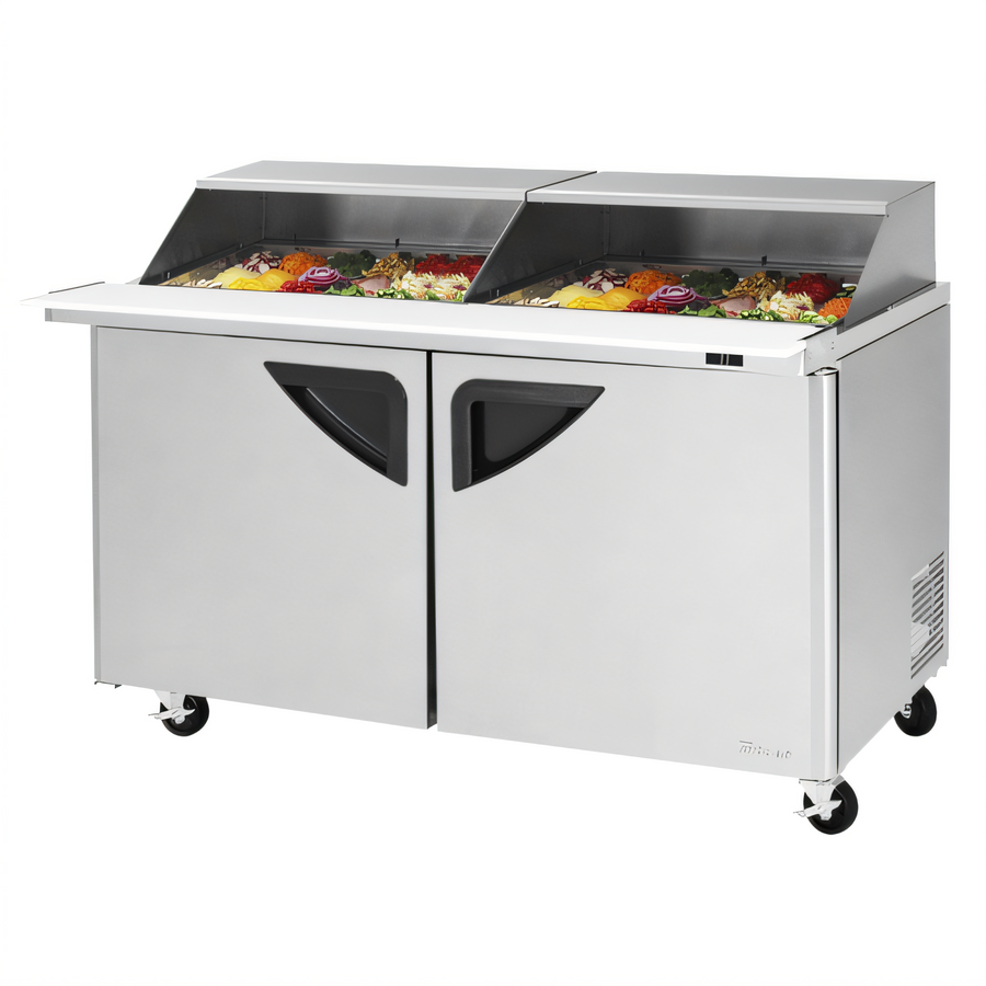 Product image #1 for Turbo Air Super Deluxe 60-Inch Two-Section Sandwich/Salad Mega Top Prep Table with Slide-Back Lid