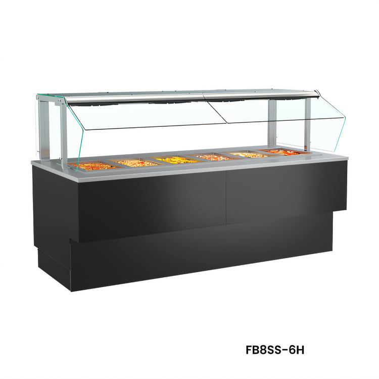 Product image #1 for Structural Concepts Grocerant Self-Service Heated Food Bar, 95 Inch Wide, Full-Size 6D Pan Wells, Slanted Glass Front