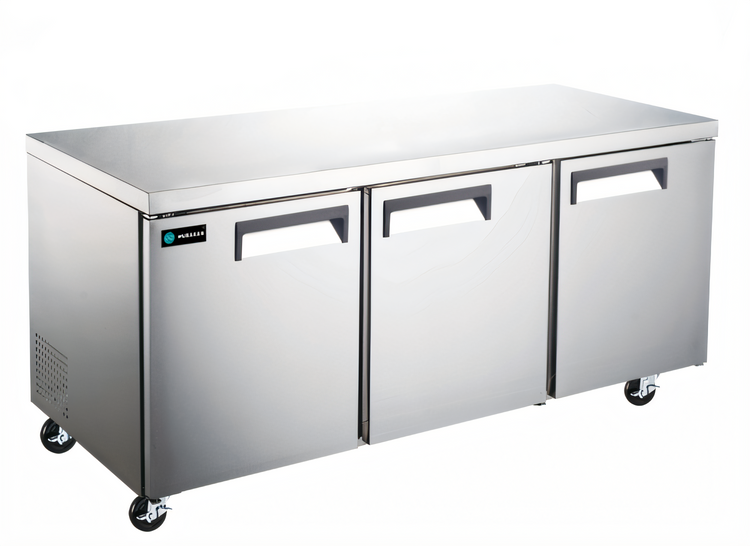 Product image #1 for Hurakan by Equip.me 72-Inch 3-Door Undercounter Refrigerator, 15.5 Cu. Ft., Solid Doors