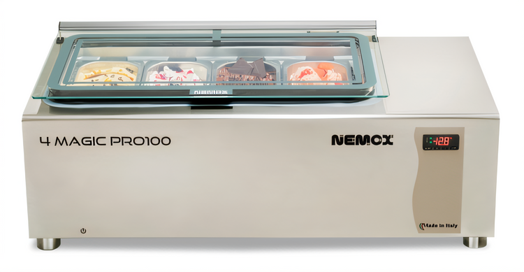 Product image #1 for Nemox 4 Magic Pro 100 Gelato Display Case with Digital Thermostat and 4 x GN 1/4 Pan Capacity