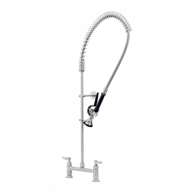 Product image #2 for EverSteel 8-Inch Centers Deck Mount Stainless Steel Pre-Rinse Mixing Faucet with 24-Inch Riser and 44-Inch Hose