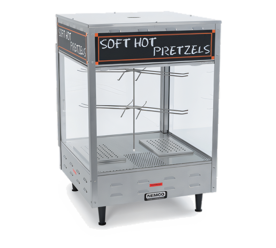 Product image #1 for Countertop Revolving Pretzel Merchandiser with Tempered Glass Case and Illuminated Interior