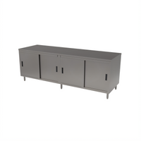 BK Resources 84-Inch Enclosed Chef Table with Sliding Doors, 304 Stainless Steel