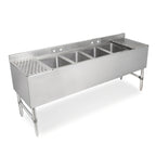 Thumbnail image #1 for John Boos UBS4-2196-2D24-X 96-Inch 4-Compartment Stainless Steel Underbar Sink with Dual 24-Inch Drainboards