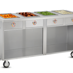 Thumbnail image #1 for FWE / Food Warming Equipment Co., Inc. Handy Line HLC-4W6-1-HWR Mobile Dry Radiant Well Serving Cabinet, 4 Wells, Open Base, Stainless Steel