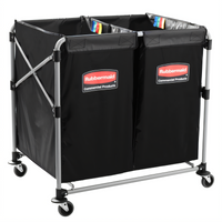 Executive Collapsible Multistream X-Cart Laundry Cart with 2 x 4-Bushel Bags, 220 lb Capacity